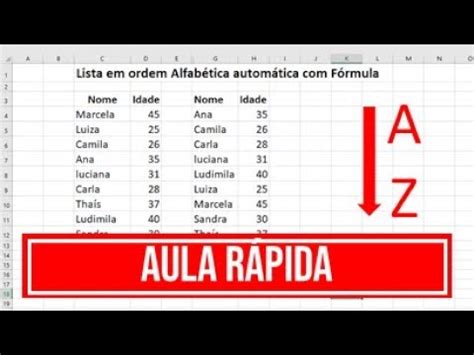 Como organizar uma lista de nomes em ordem alfabética AUTOMATICAMENTE