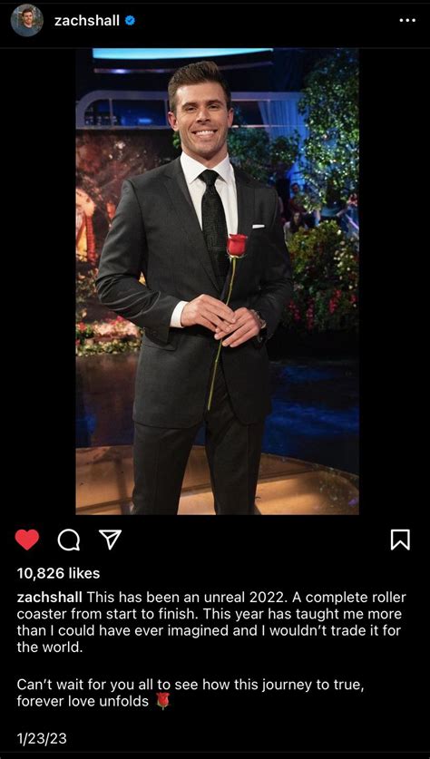 Zach makes his first instagram post acknowledging he’s the bachelor ...