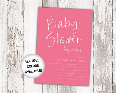 Baby Shower By Mail Invitation Printed Or Digital File Etsy