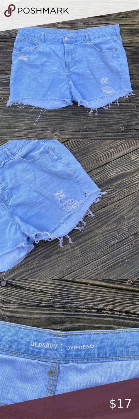 Old Navy The Boyfriend Light Blue Distressed Raw Hem Shorts 16 Old