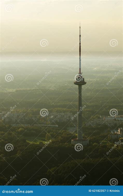Vilnius, Lithuania: TV Tower Stock Image - Image of tower, aerial: 62182357