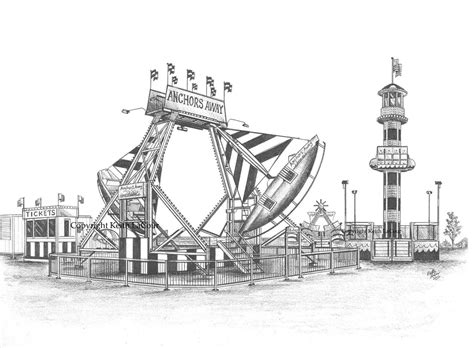 Anchors Away Swinging Ships Carnival Ride Pencil Drawing B Flickr