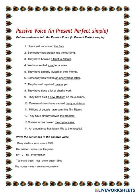 Passive Voice In Present Perfect Interactive Worksheet Present