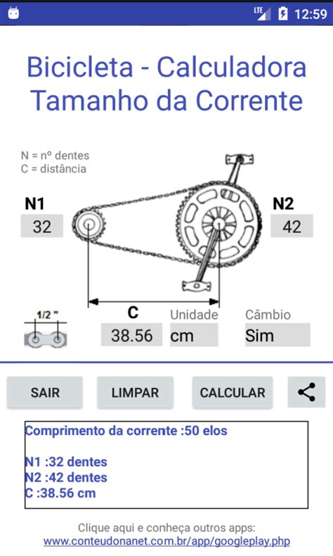 Bicicleta Tamanho Da Corrente Calculadora Aplicativo Na Amazon