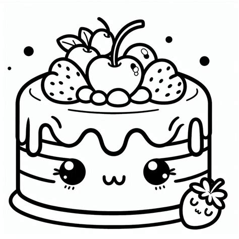 Dibujos De Torta Kawaii Para Colorear Para Colorear Pintar E Imprimir