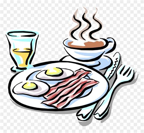 Vector Illustration Of Breakfast Of Bacon And Eggs Brunch Clipart Hd