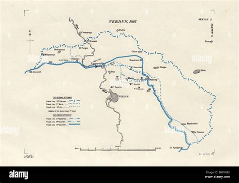 Battle of Verdun, 1916. First World War. 1932 old vintage map plan ...