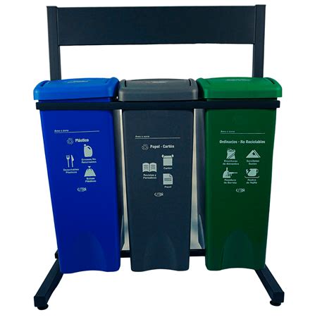 Basureros Ecológicos Reciclaje Estación Metálica 3 Servicios