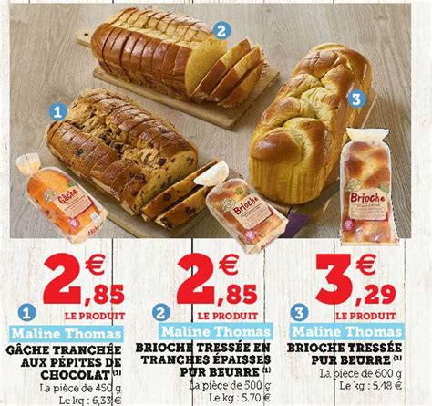 Promo Gâche Tranchée Aux Pépites De Chocolat Maline Thomas Brioche