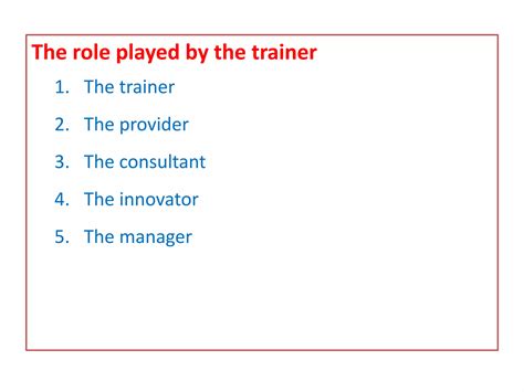 Roles And Responsibilities Of Trainers PPT