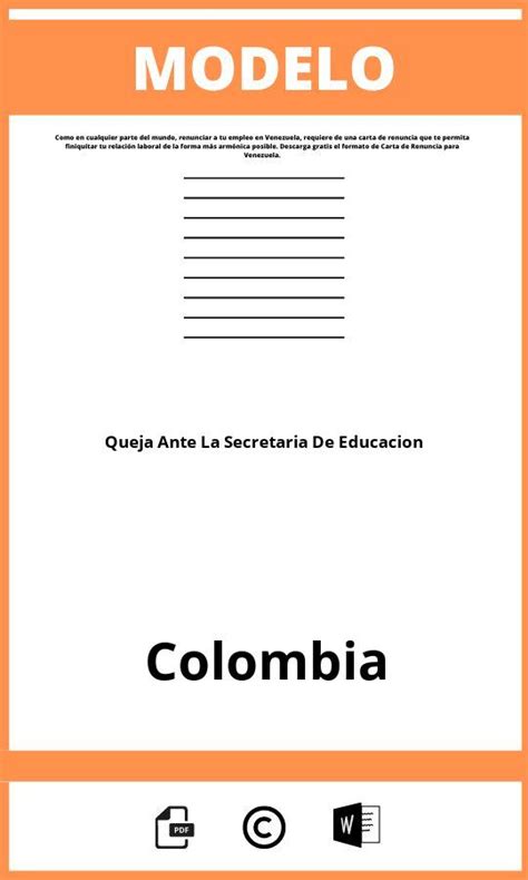 Modelo De Queja Ante La Secretaría De Educación 2024