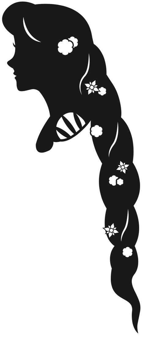 The Silhouette Of A Womans Head With Long Hair And Flowers In Her Hair