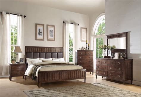 Acme Mazen Valle 4pc Panel Bedroom Set In Cherry Oak