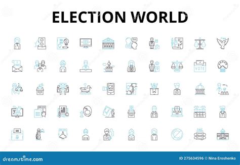 Election World Linear Icons Set Candidates Voting Ballot Democracy