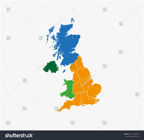 United Kingdom Map States Border Map Stock Vector (Royalty Free ...