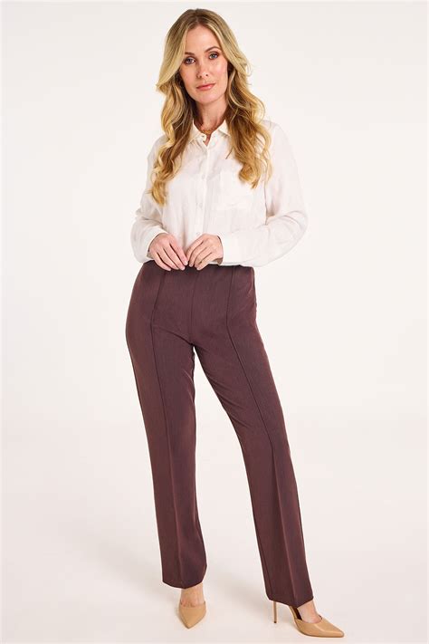 Elasticated Waist Straight Leg Trousers Bonmarché