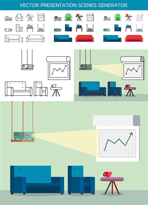 Presentation icons with projector 4348206 Vector Art at Vecteezy