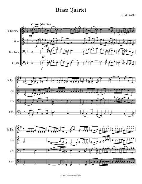 Brass Quartet Sheet Music For Trombone Trumpet Other Brass Duet