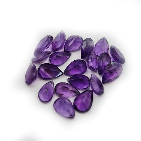 Natural African Amethyst Pear Cut Loose Stone Lot 5 5x7 5 6x9 MM 17 CT