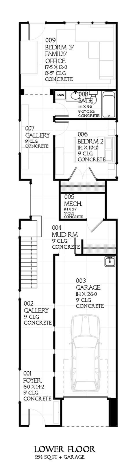 Modern House Plan For Narrow Lot Bedrm Bath Sq Ft