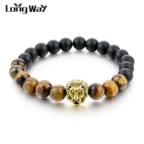 Pulsera De Cuentas De Ojo De Tigre Para Hombre Brazalete De Mm Con