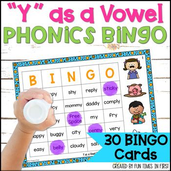 Y As A Vowel Bingo Games No Prep Phonics Games Phonics Bingo With