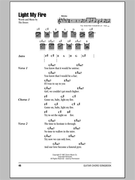 Light My Fire by The Doors - Guitar Chords/Lyrics - Guitar Instructor