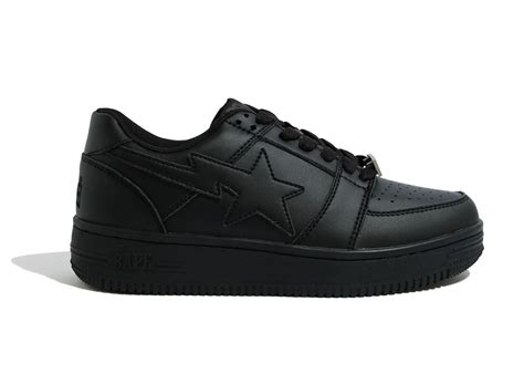 Mens A Bathing Ape Bape Sta Low Sneakers In Triple Black Black Shoes Men A Bathing Ape