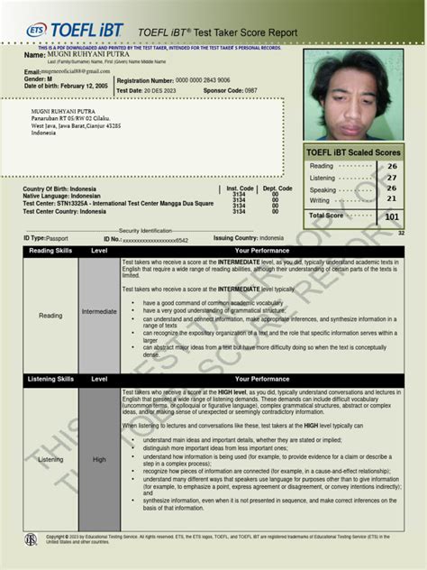 Toefl Certificate Ibt Mugen Ori Download Free Pdf Test Of English