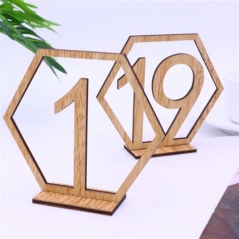 20Pcs Hexagon 1 20 Houten Tafel Nummers Met Houder Grandado