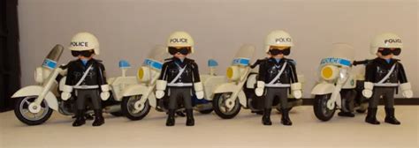 Playmobil Police Lot Motos Identiques Policiers Equipes Armes Pour