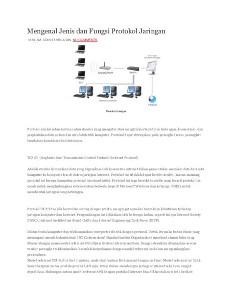 Doc Mengenal Jenis Dan Fungsi Protokol Jaringan 10 58 Am Udin Tahriludin No Comments Protokol