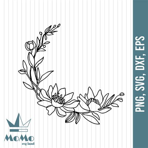 1178 Half Floral Wreath Svg Svg Png Eps And Dxf File Include