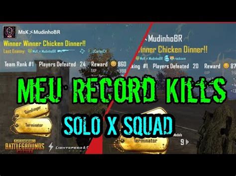 Quebrei Record Kills 24 Kills 20 Kills SOLO X SQUAD Erangel