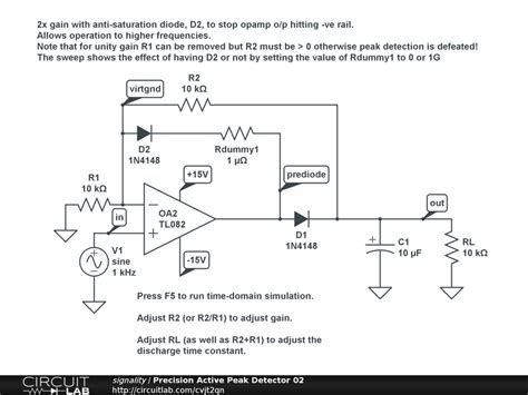 Op Amp Peak Detector General Electronics Discussion Circuitlab