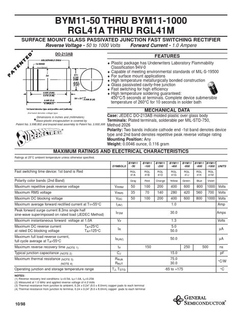 Rgl J General Semiconductor Rectifier Hoja De Datos Ficha T Cnica