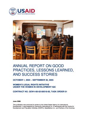 Fillable Online Pdf Usaid Annual Report On Good Practices Lessons