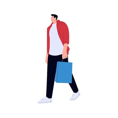 Ilustraci N Vectorial De Una Persona Que Lleva Bolsas De Compras