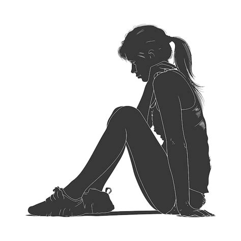 Premium Vector Silhouette Sad Woman Sitting Alone Depressed Sitting Black Color Only