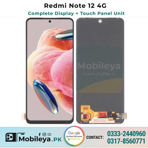 Xiaomi Redmi Note 12 4G LED Display Panel With Fitting Mobileya