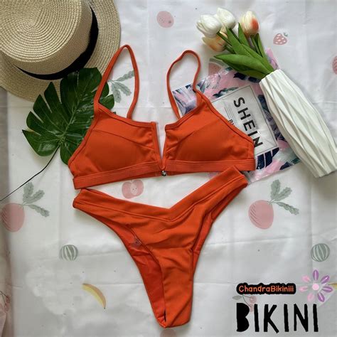 Shein Bikini ชุดว่ายน้ำแฟชั่น ชุดว่ายน้ำสีฟ้า พร้อมส่งจากไทย Blue Size