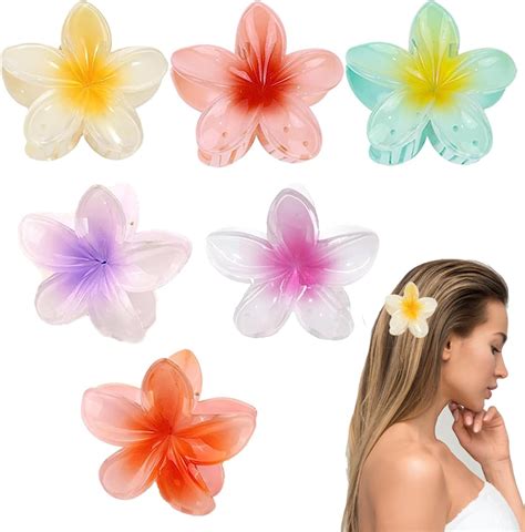 Flower Claw Clips 6pcs Flower Hair Clip Hawaiian Wisteria Flower Hair