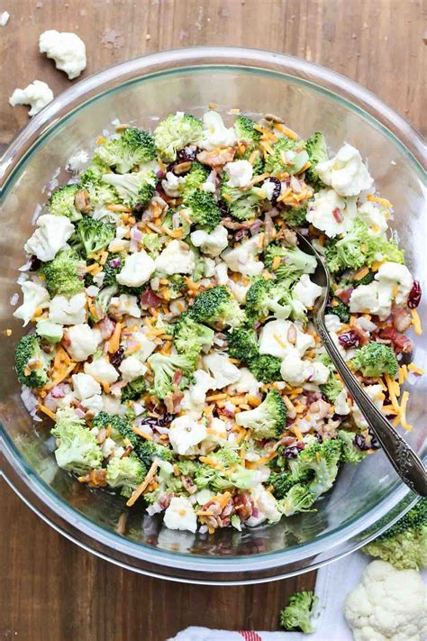 Broccoli And Cauliflower Salad With Bacon And Cheese Broccoli Walls