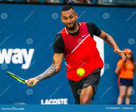 Professional Tennis Player Nick Kyrgios Of Australia In Action During