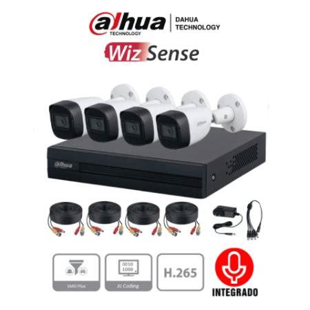 DAHUA KIT DE VIGILANCIA XVR1B04 I KIT DE 4 CÁMARAS CCTV BULLET Y 4