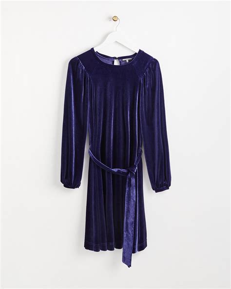 Blue Velvet Swing Mini Dress Oliver Bonas