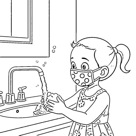 gambar mewarnai anak cuci tangan  coloring page