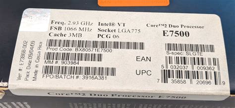 Intel Core2 Duo Prozessor E7500 2 93 GHz LGA 775 SLGTE Tuhlteim