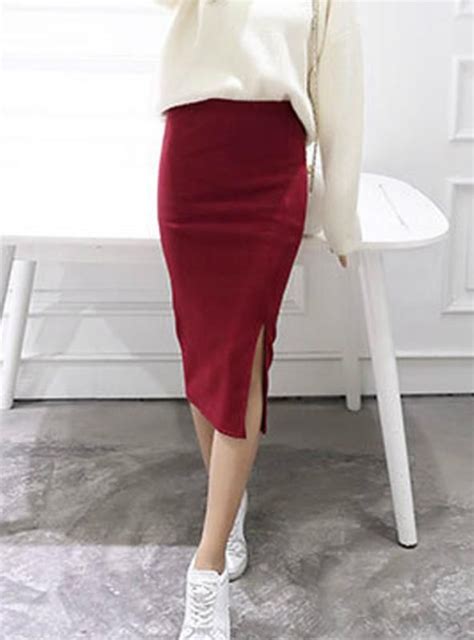 Sexy Chic Pencil Skirts Women Skirt Wool Rib Knit Womens Skirt