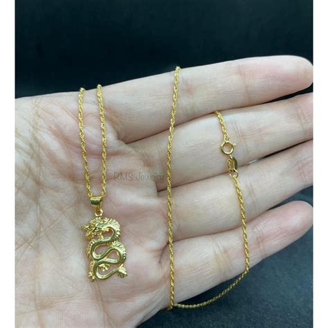 Cod Guaranteed Pawnable K Saudi Gold Rope Chain Necklace With Dragon